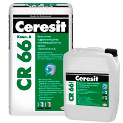 Эластичная гидроизоляционная смесь Ceresit CR-66 (двухкомпонентная) 22,5кг.