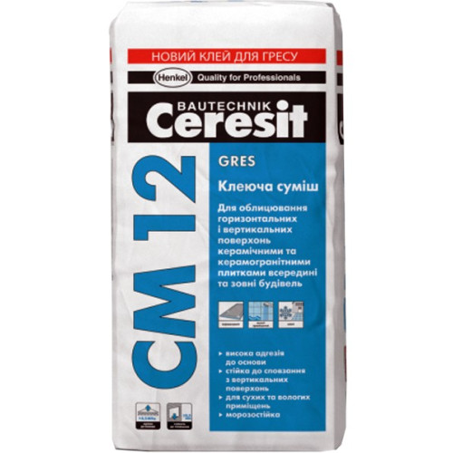Клеюча суміш для керамограніту Ceresit CM-12 GRES 25кг.