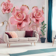 3D фотообои «Блестящие розы» 70x70 см. art. 2245