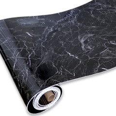 Виниловая плитка в рулоне черный мрамор «Black marble» (81036-1) 3000x600x2мм.